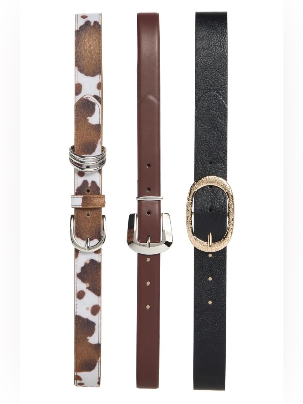 Women's Vince Camuto Brown Faux Leather 3-For-1 Classic Belt Set.  New with tag.